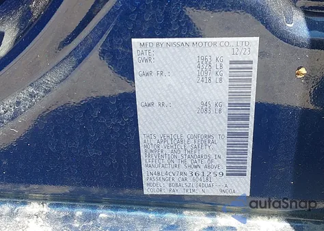 2024 Nissan Altima Sr Fwd z USA, uszkodzony, nr VIN 1N4BL4CV7RN361259